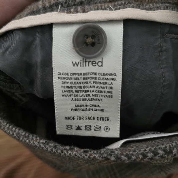 ARITZIA WILFRED WOOL  & CASHMERE BLEND HOUNDSTOOTH PLAID PANTS - 2 - Picture 9 of 11